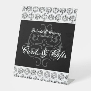 Hochzeitskarten und Geschenke für Schwarz-Weiß-Kal Sockelschild