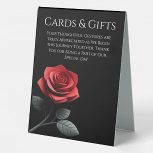 Hochzeitskarten und Geschenke Rote Rose-Single Tischaufsteller