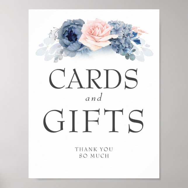 Hochzeitskarten und Geschenke signieren Dusty Blue Poster (Vorne)
