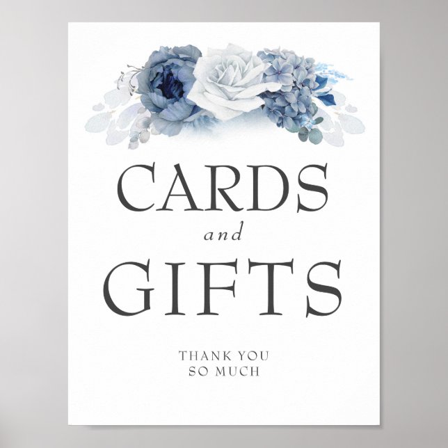 Hochzeitskarten und Geschenke signieren Dusty Blue Poster (Vorne)