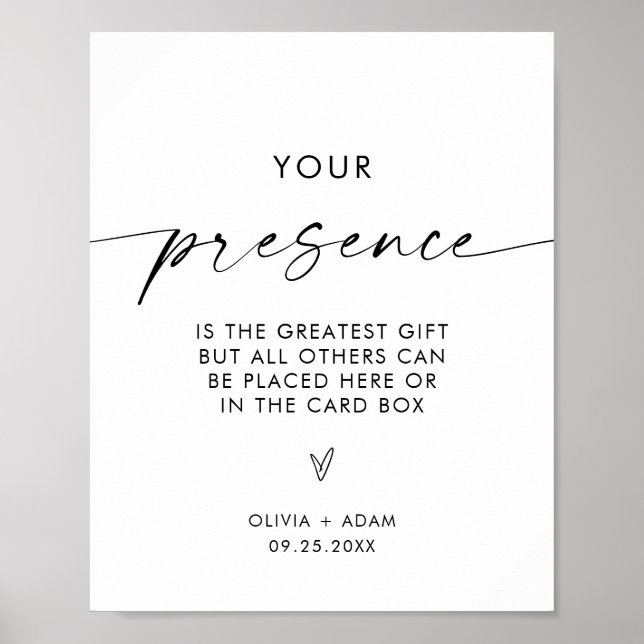 Hochzeitskarten und Geschenke-Zeichen, modern Mini Poster (Vorne)