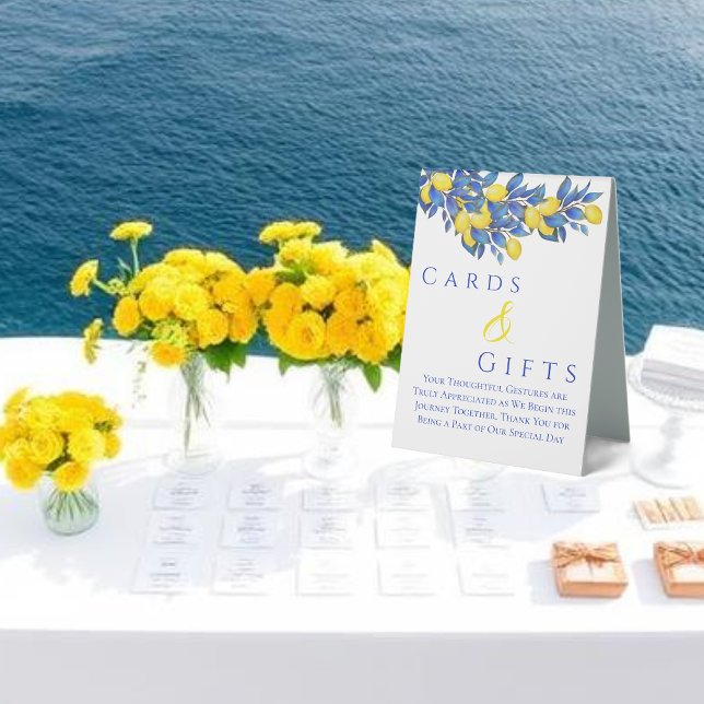 Hochzeitskarten und Geschenktische Zelt-Schildkröt Tischaufsteller (Wedding Cards and Gifts Table Tent Sign-Lemons Table Tent Sign )