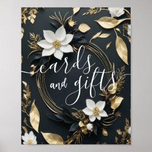 Hochzeitskarten verschenken Chic White Gold Floral Poster