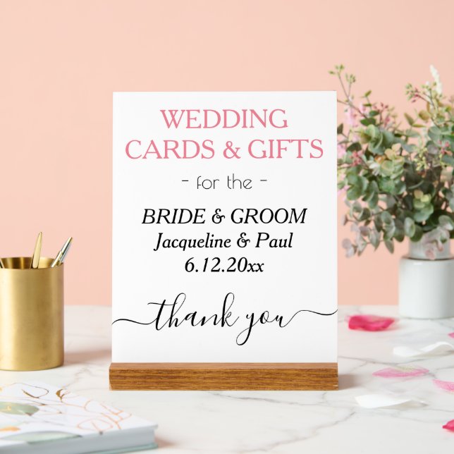 Hochzeitskarten verschenken Rose Rosa Weiß Acrylschild (Hochzeit)