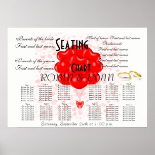 Hochzeitskartentabelle Herz Schicksal des Schicksa Poster