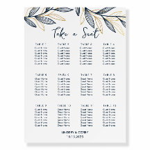 Hochzeitskartentafel aus blauem Leaf