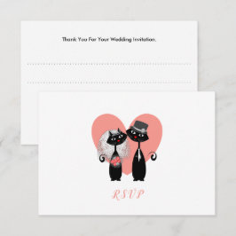 Hochzeitskatzen Elegante Schwarz-weiße Korallen Ni RSVP Karte