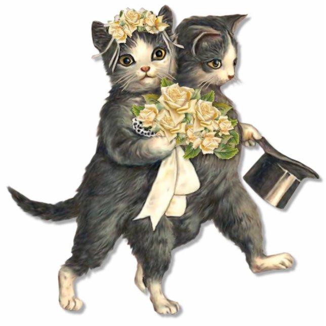 Hochzeitskatzen Freistehende Fotoskulptur (Vorne)