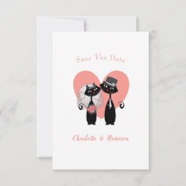 Hochzeitskatzen Schwarz-weiß Korallen Niedlich Save The Date