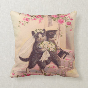 Hochzeitskatzenbraun und -raum kissen