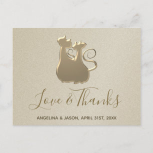 Hochzeitskatzenpaar Golden Elegant Danke Postkarte