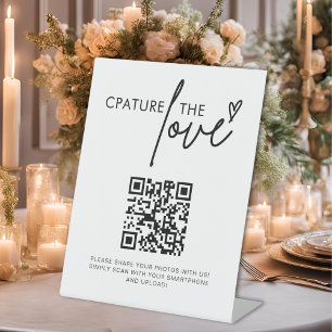Hochzeitskennzeichen des Liebe-Fotos QR-Code-Zeich Sockelschild