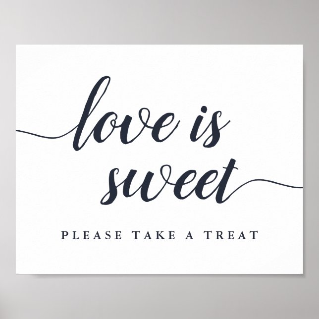 Hochzeitskennzeichen für Navy & White Calligraphy  Poster (Vorne)