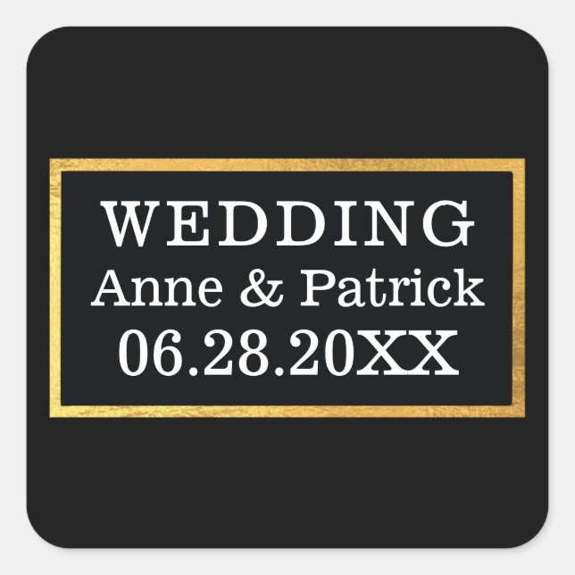 Hochzeitskennzeichen Quadratischer Aufkleber (Vorderseite)