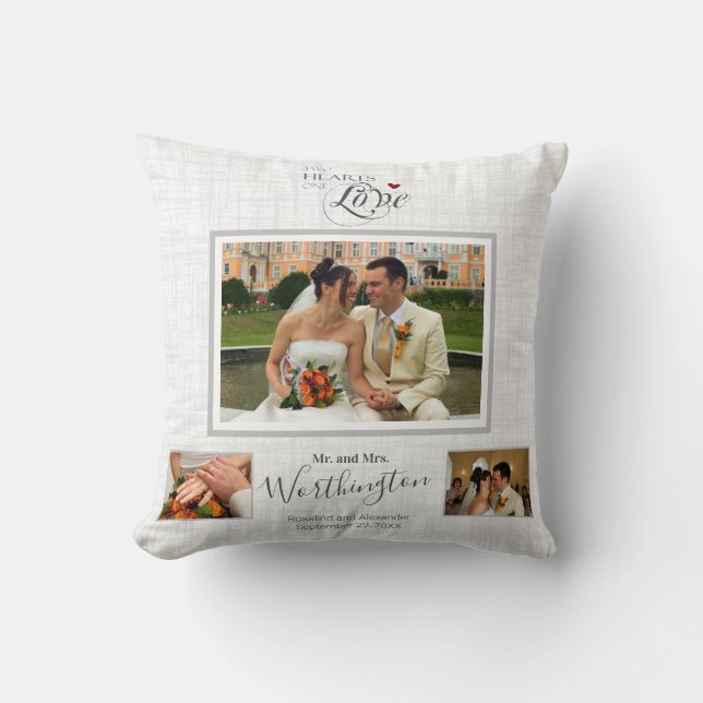 Hochzeitskepake-Fotosammlung Personalisiert Kissen (Vorderseite)