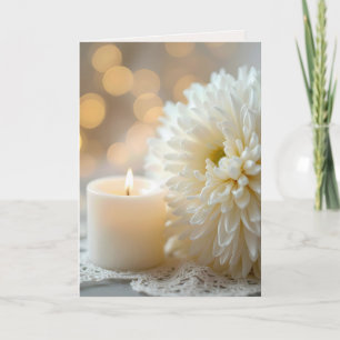 Hochzeitskerze mit weißer Chrysantheme Karte