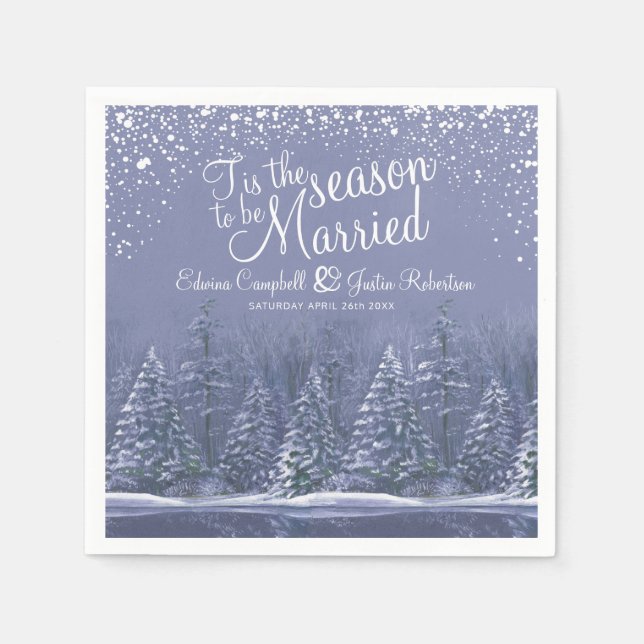 Hochzeitskiefern Hochzeitskiefernwald Blaue Rappen Serviette (Vorderseite)