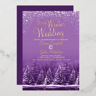 Hochzeitskiefern lila See Folieneinladung