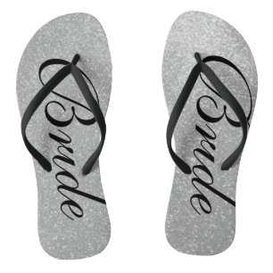 Hochzeitskippen für Brautpaare am Silver Glitzer Flip Flops