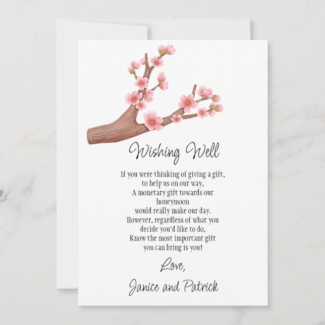 Hochzeitskirsche blüht Zweigstelle, die eine Brunn Einladung (Vorderseite)