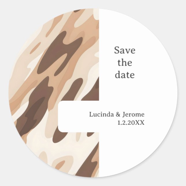 Hochzeitskittel Save the Date drucken Runder Aufkleber (Vorderseite)