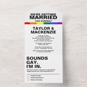 Hochzeitsklänge Gay Spaß Regenbogen Stolz All In One Einladung