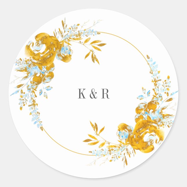 Hochzeitsklasse in goldfarbenem Türkis Runder Aufkleber (Vorderseite)