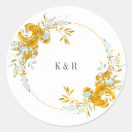 Hochzeitsklasse in goldfarbenem Türkis Runder Aufkleber