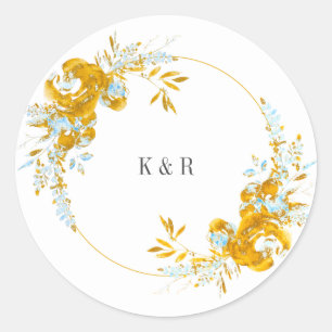 Hochzeitsklasse in goldfarbenem Türkis Runder Aufkleber