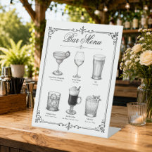 Hochzeitsklassiker Kalligrafie Cocktail Bar Menü
