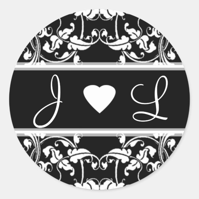 Hochzeitskleber Bräunungs- und Kräuterinitialen Runder Aufkleber (Vorderseite)