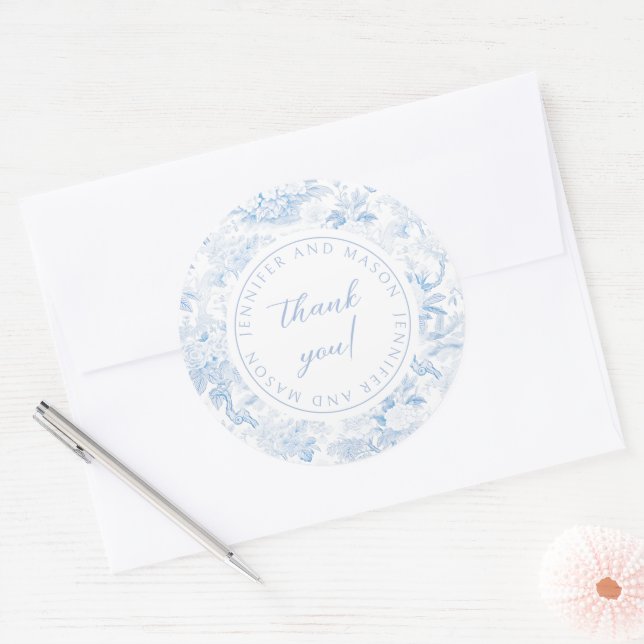 Hochzeitskleber für Blauporzellan Runder Aufkleber (Umschlag)