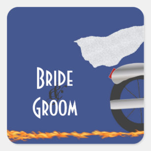 Hochzeitskleber für Chrome und Spitzen-Biker Quadratischer Aufkleber