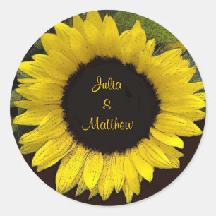 Hochzeitskleber für Gelbe Sonnenblume Runder Aufkleber