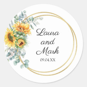 Hochzeitskleber für Sonnenblumen Runder Aufkleber