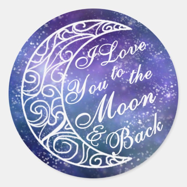 Hochzeitskleber, ich Liebe dich zum Mond und zurüc Runder Aufkleber (Vorderseite)