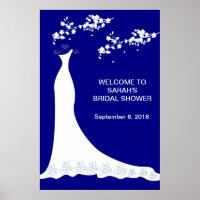 Hochzeitskleid, Blüte auf Marineblau