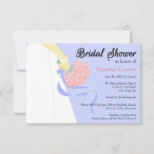 Hochzeitskleid & Bouquet - 3x5 Brautparty Einladun Einladung
