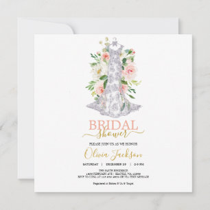 Hochzeitskleid Brautdusche Einladung