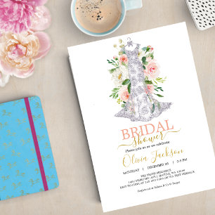 Hochzeitskleid Brautdusche Einladung