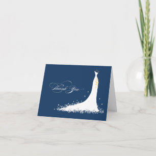 Hochzeitskleid Brautparty Dankeschön Karte (Marine