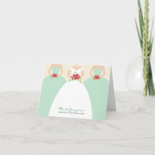 Hochzeitskleid Brautparty Dankeschön Karte (Minze)