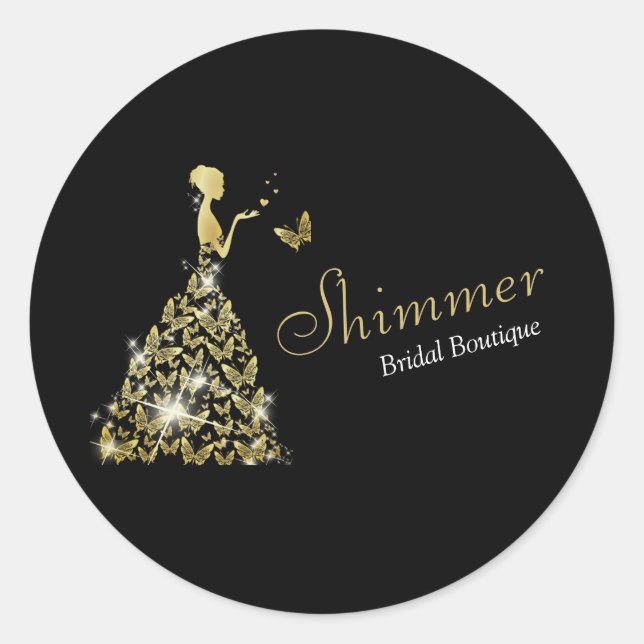 Hochzeitskleid Bridal Boutique Business Runder Aufkleber (Vorderseite)