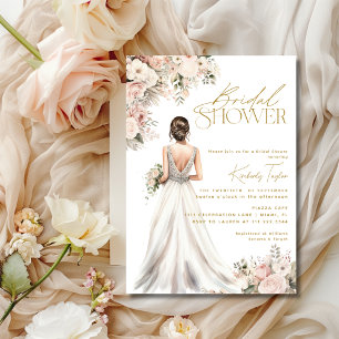 Hochzeitskleid Brünettes florales Brautparty Gown Einladung