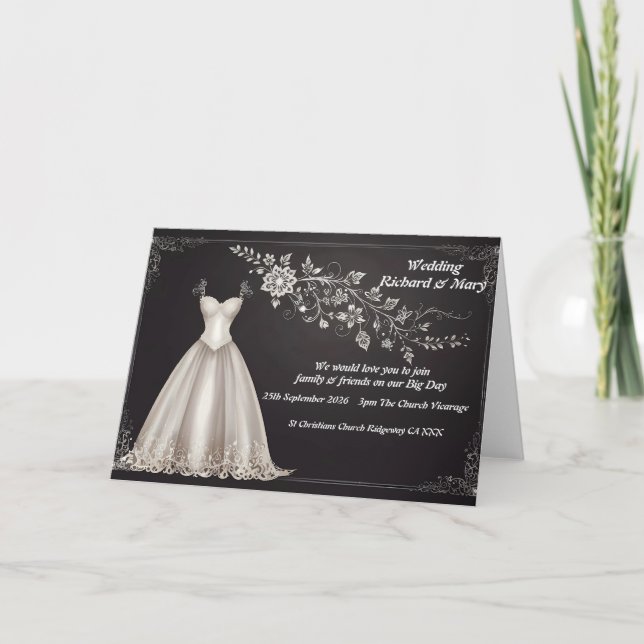 Hochzeitskleid Elegance Wedding Einladung (Vorderseite)