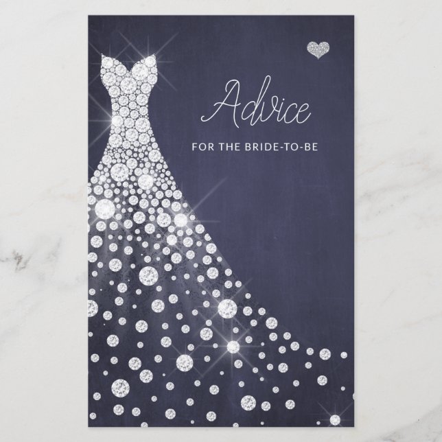 Hochzeitskleid elegante Brautparty-Tipp-Karte (Vorderseite)