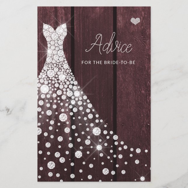 Hochzeitskleid elegante Brautparty-Tipp-Karte (Vorderseite)