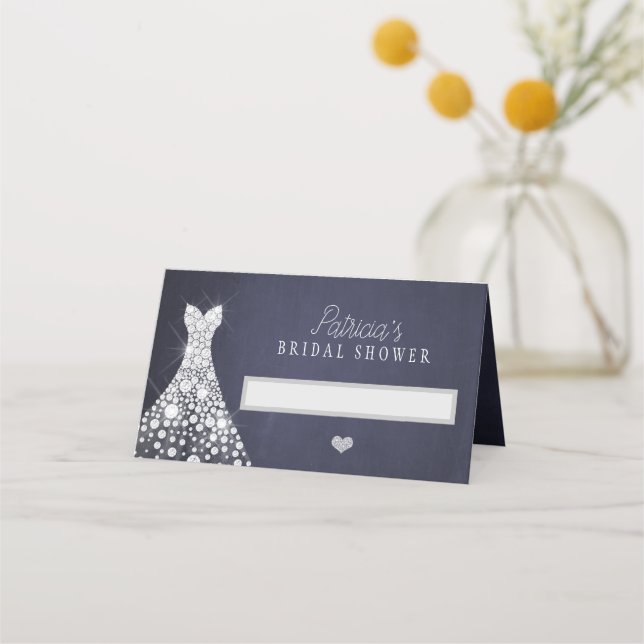 Hochzeitskleid elegante Marine Brautparty Chic Platzkarte (Vorderseite)