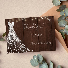 Hochzeitskleid elegantes Brautparty aus Holz Dankeskarte