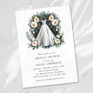 Hochzeitskleid Grünes Brautparty Einladung